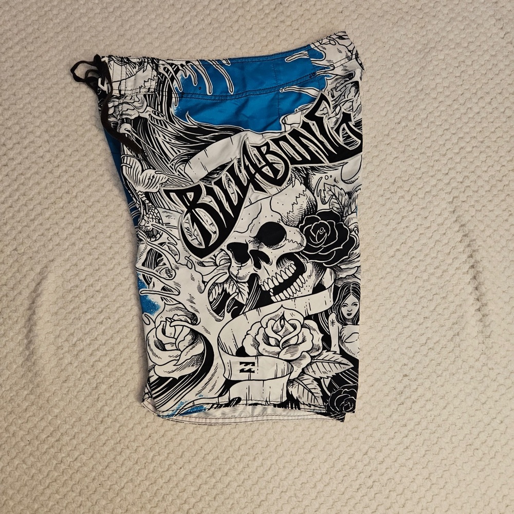 Billabong Men's Blue Graphics Board Shorts 30W 100% Polyester - Picture 4 of 5